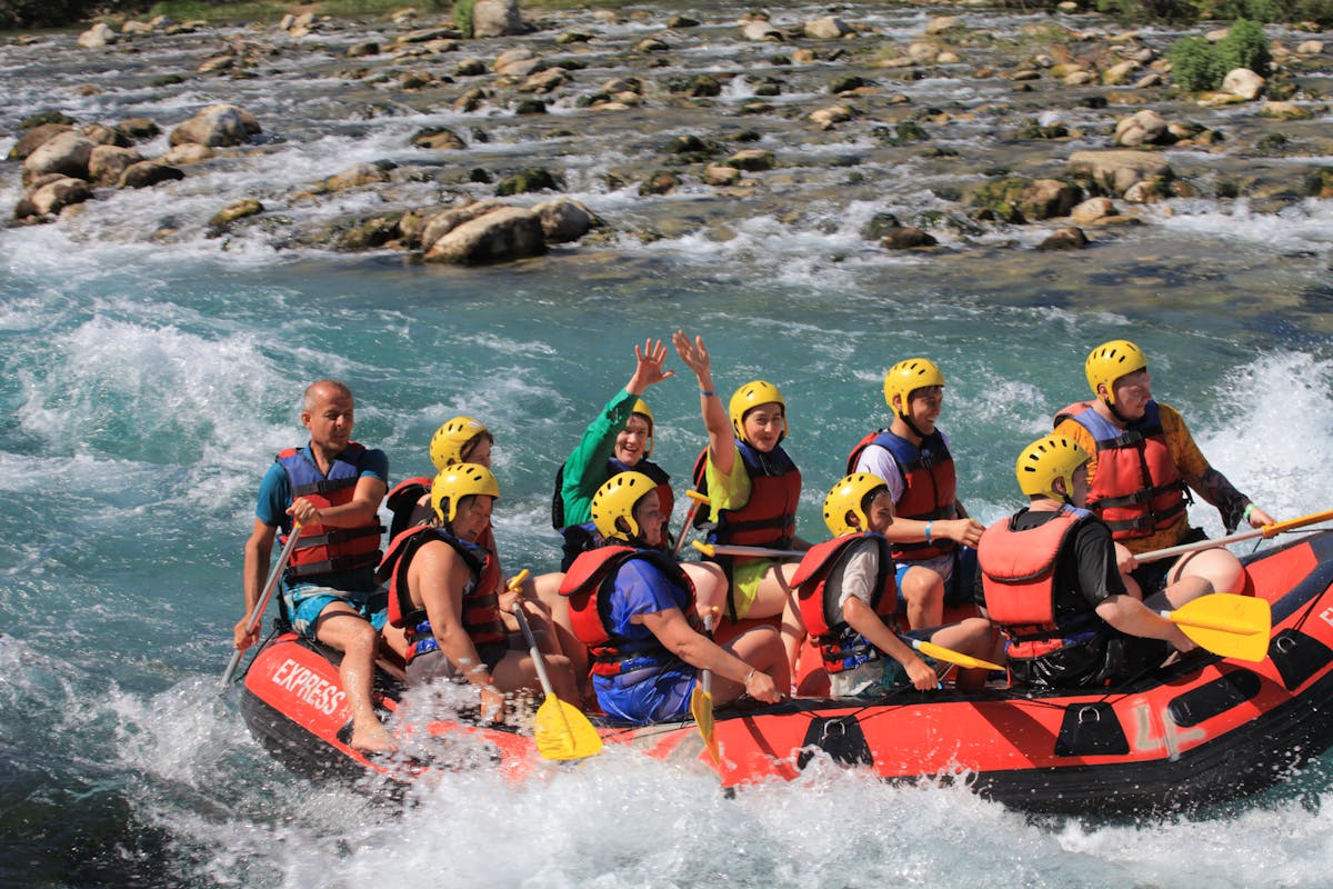 River tubing on the Vjosa River near Permet in Albania